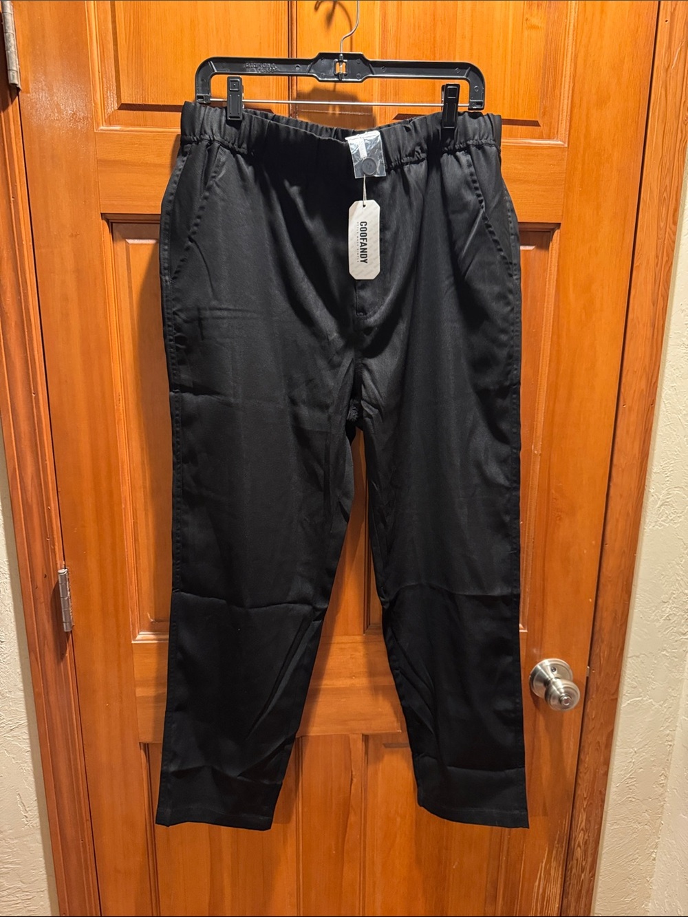 NWT Style Made Simple Coofandy Men's Black Elastic-Waist Casual Pants Size M